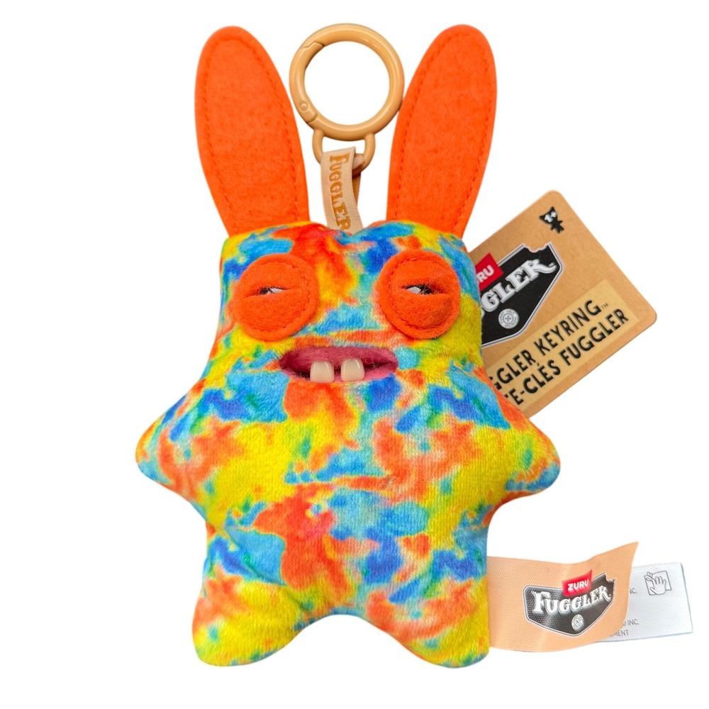 Zuru Fuggler Keyring Plush Monster OS Multicolor New Tie Dye‎ Funny Ugly Teeth